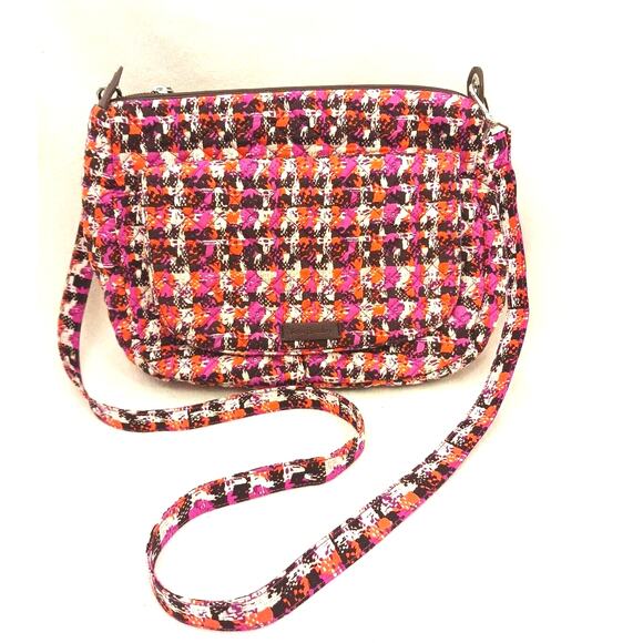 Vera Bradley Crossbody Bag Tweed Fuscia Pink Orange Houndstooth Barbiecore Purse - Picture 16 of 16
